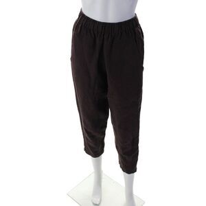 Otte Womens Linen Burgundy High Waisted Pull On Tapered Leg Pants Size S